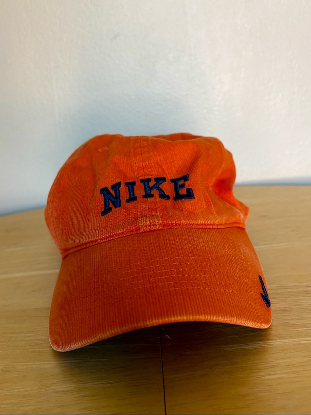 Vintage Nike Orange Corduroy Cap with Navy Logo